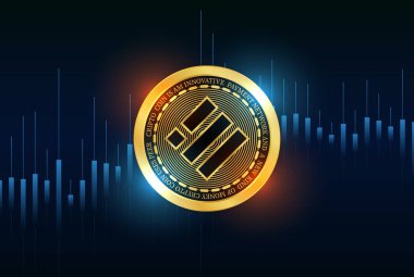 Binance usd-busd dijital arkaplanda sanal para birimi resmi. 3d illüstrasyon.