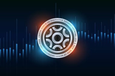 Dijital arkaplanda beyin-güven-btrst sanal para birimi görüntüsü. 3d illüstrasyon.