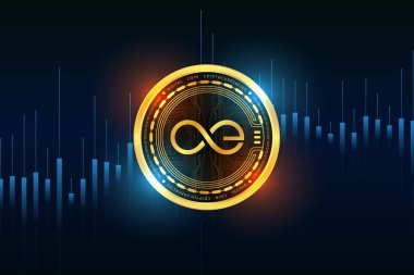 Sonsuzluğun sanal para birimi görüntüsü. 3d illüstrasyon