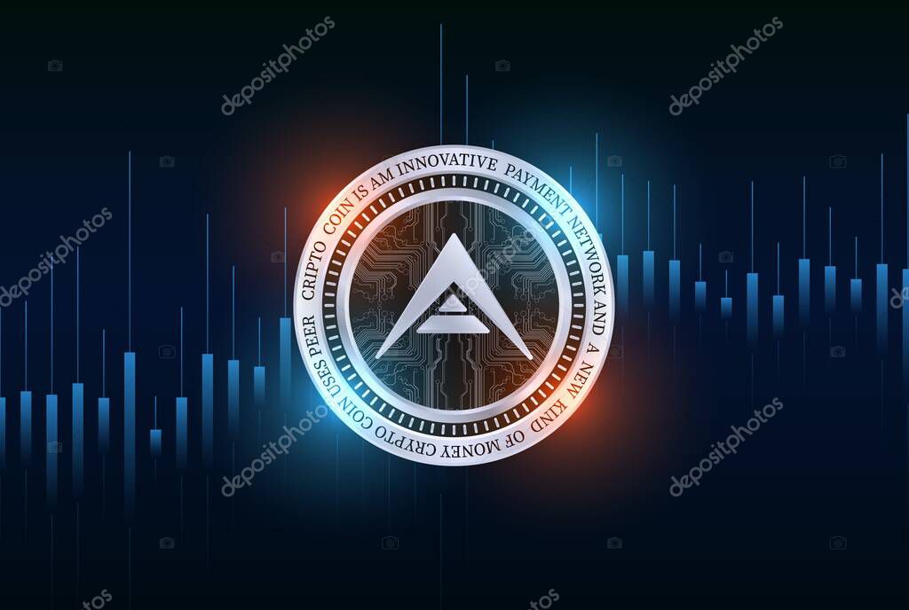 Ark virtual currency image in the digital background. 3d illustrations.