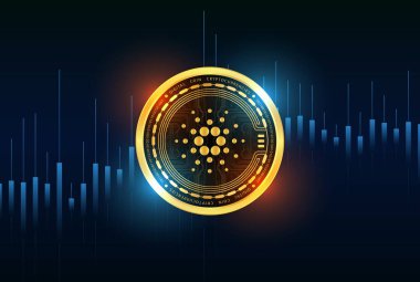 Dijital arkaplanda cardano-ada sanal para birimi resmi. 3d illüstrasyon.