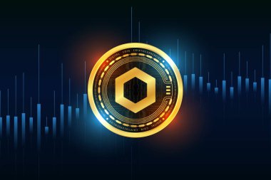 Dijital arkaplanda zincirli bağlantı sanal para birimi resmi. 3d illüstrasyon.