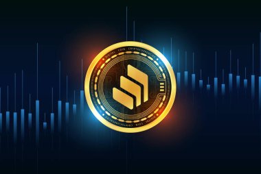 Dijital arkaplanda bileşik şifreli para birimi görüntüleri. 3d illüstrasyon.