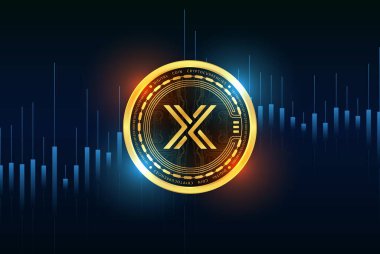 Değişmez x-imx sanal para birimi resimleri. 3d illüstrasyon.