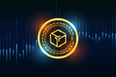 Dijital arkaplanda gala sanal para birimi resmi. 3d illüstrasyon.