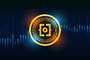 Dijital arkaplanda Ordi kripto para biriminin görüntüleri. 3d illüstrasyon.