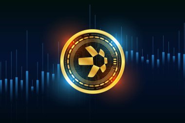 dijital arkaplanda quant-qnt sanal para birimi resmi. 3d illüstrasyon.