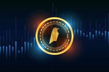 Ravencoin-Rvn dijital arkaplanda şifreli para birimi görüntüleri. 3d illüstrasyon.