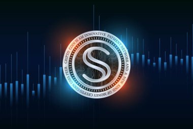 Dijital arkaplandaki gizli sanal para biriminin görüntüleri. 3d illüstrasyon.