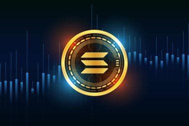 Dijital arkaplanda solana-sol sanal para birimi resmi. 3d illüstrasyon