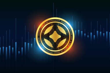 Dijital arkaplanda yıldız geçidi finans-stg sanal para birimi görüntüleri. 3d illüstrasyon.