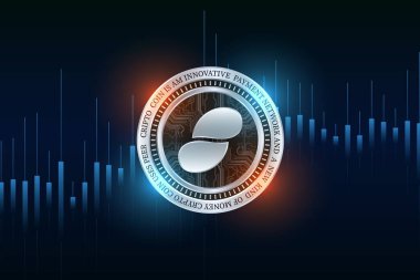 Dijital arkaplanda durum-durum sanal para birimi resimleri. 3d illüstrasyon.