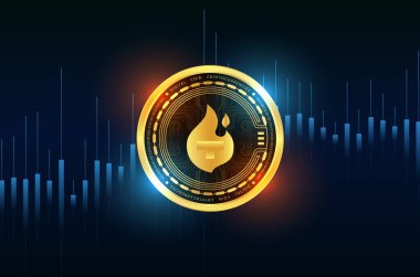 digital background image of theta fuel virtual currency. 3d drawings.