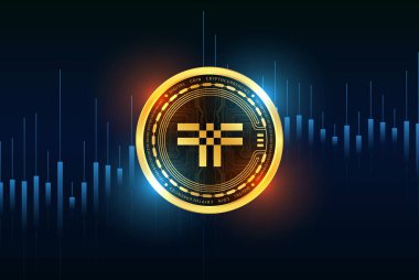 dijital arkaplanda thershold-t sanal para birimi resimleri. 3d illüstrasyon.