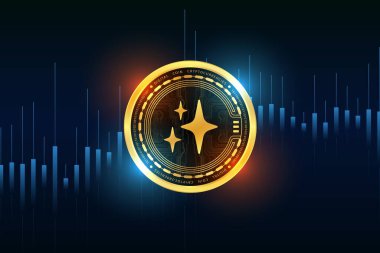 Hazine büyüsü sanal para biriminin dijital arkaplan görüntüsü. 3d çizimler.