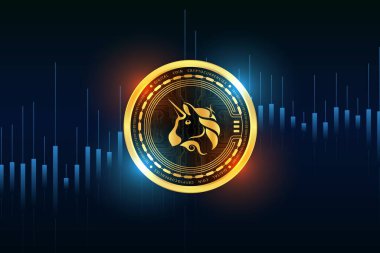 Uniswap-uni kripto para birimi görüntüleri. 3 boyutlu illüstrasyon. dijital paralar.