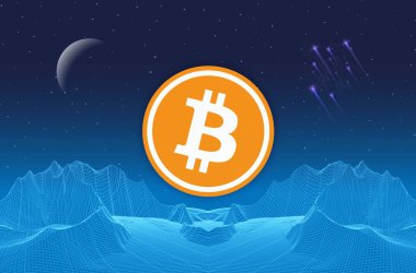 Dijital arkaplandaki bitcoin-btc logosunun görüntüleri. 3d illüstrasyon.