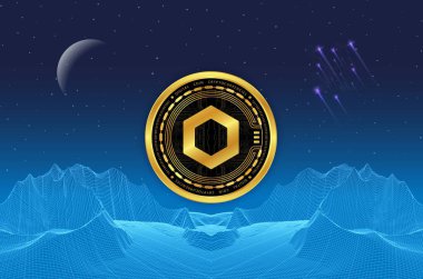 Dijital arkaplanda zincirli bağlantı sanal para birimi resmi. 3d illüstrasyon.