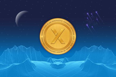 Dijital arkaplanda dydx şifreleme resmi. 3d illüstrasyon.