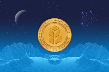 Sayısal arkaplanda bancor-bnt sanal para birimi resmi. 3d illüstrasyon.