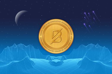 dijital arkaplanda bantlı sanal para birimi görüntüsü. 3d illüstrasyon.