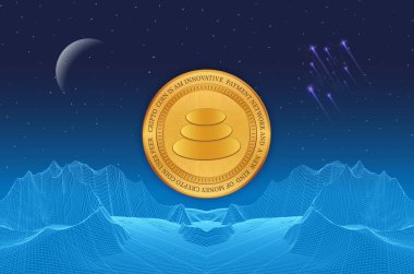 Dijital arkaplanda dengeleyici-bal sanal para birimi görüntüsü. 3d illüstrasyon.