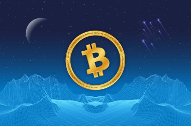 Dijital arkaplanda kripto para birimi resimleri. 3d illüstrasyon.