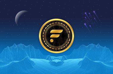 Dijital arkaplanda sanal para birimi görüntüsünü göster. 3d illüstrasyon.