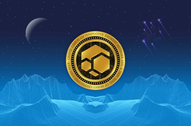 Sanal para birimi görüntüsünü dijital arkaplanda akıt. 3d illüstrasyon.