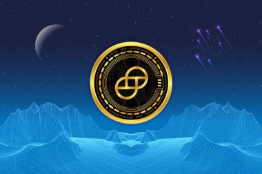 Dijital arkaplandaki ikizler dolar desenli sanal para birimi görüntüleri. 3d illüstrasyon.