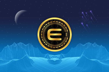 enjin-enj sanal para biriminin dijital arkaplan resmi. 3d illüstrasyon.