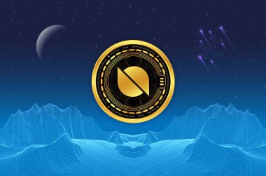 Dijital arkaplanda ontoloji-ont sanal para birimi görüntüleri. 3d illüstrasyon.