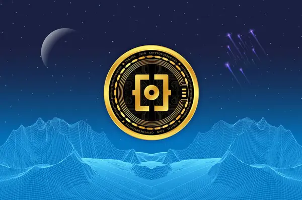 Dijital arkaplanda Ordi kripto para biriminin görüntüleri. 3d illüstrasyon.