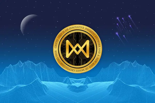 Dijital arkaplanda quarkchain-qkc para logosu resmi. 3d illüstrasyon.