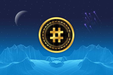 Dijital arkaplanda haklar-rsr kripto para birimi resimlerini sakla. 3d illüstrasyon.