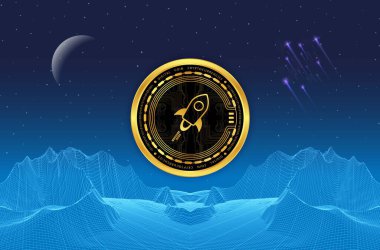 Dijital arkaplanda yıldız-xlm şifreli para birimi resimleri. 3d illüstrasyon.