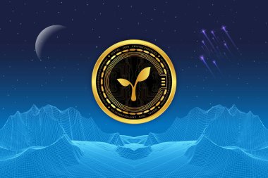 Dijital arkaplanda radikal-rad kripto para birimi resimleri. 3d illüstrasyon.