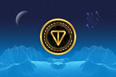 Dijital arka planda tonluk sanal para birimi görüntüleri. 3d illüstrasyon.