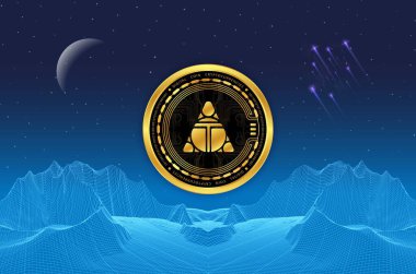 Yabancı dünyalar-TLM sanal para birimi görüntüleri. Dijital paralar. 3d illüstrasyon.