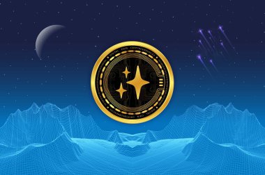 Hazine büyüsü sanal para biriminin dijital arkaplan görüntüsü. 3d çizimler.