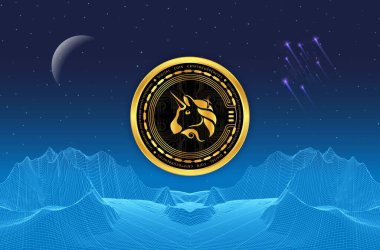 Uniswap-uni kripto para birimi görüntüleri. 3 boyutlu illüstrasyon. dijital paralar.