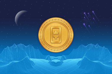 Dijital arkaplanda teta token-teta ağı kripto para birimi resimleri. 3d illüstrasyon.