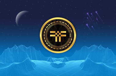 dijital arkaplanda thershold-t sanal para birimi resimleri. 3d illüstrasyon.