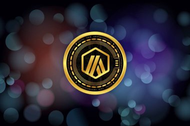 Arbitrum-yay sanal para biriminin dijital arkaplandaki görüntüsü. 3d illüstrasyon.