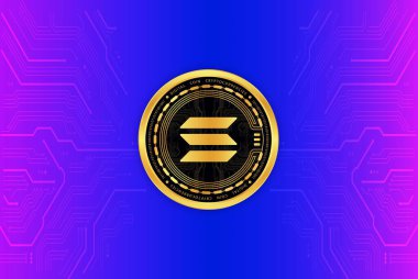 Dijital arkaplanda solana-sol sanal para birimi resmi. 3d illüstrasyon