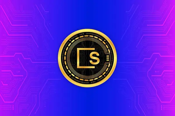 Dijital arkaplanda skale-skl şifreli para birimi logoları var. 3d illüstrasyon.