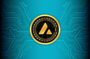 Dijital arkaplanda çığ-avax sanal para birimi görüntüsü. 3d illüstrasyon.