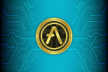 Dijital arkaplanda AVE sanal para birimi resimleri. 3d illüstrasyon