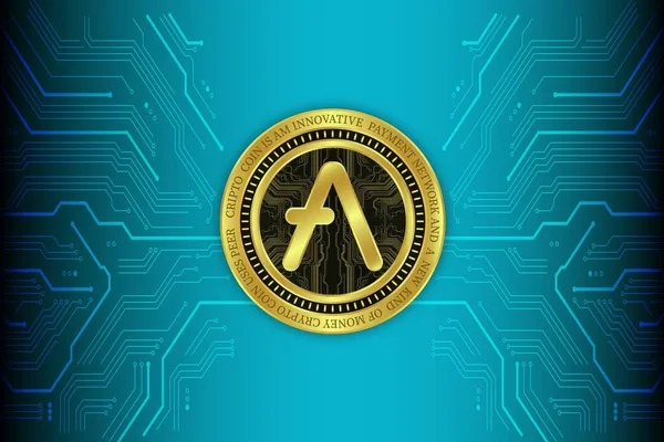 Dijital arkaplanda AVE sanal para birimi resimleri. 3d illüstrasyon