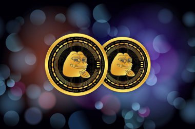 Dijital arkaplandaki pepe logosunun görüntüleri. 3d illüstrasyon.